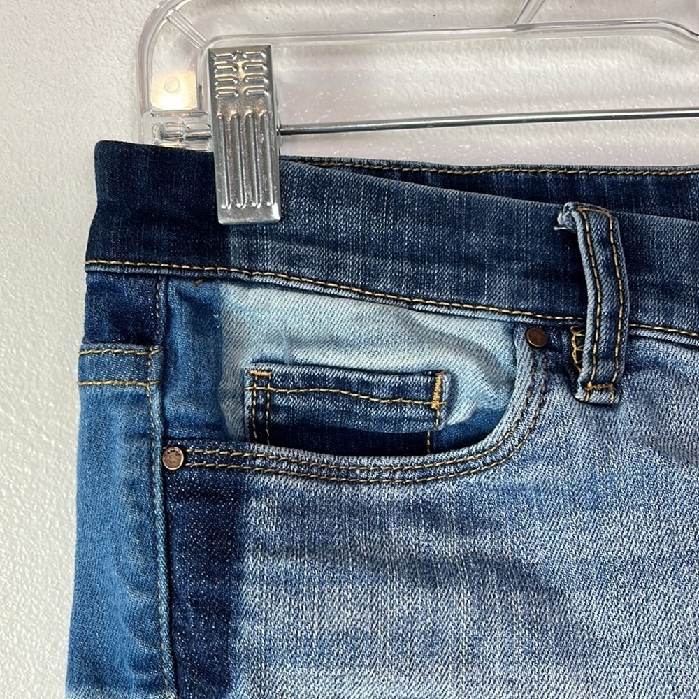 Blank NYC Andrea Frost Cuff Off Shorts Women's Size 25 Blue Patchwork Denim - Picture 6 of 14
